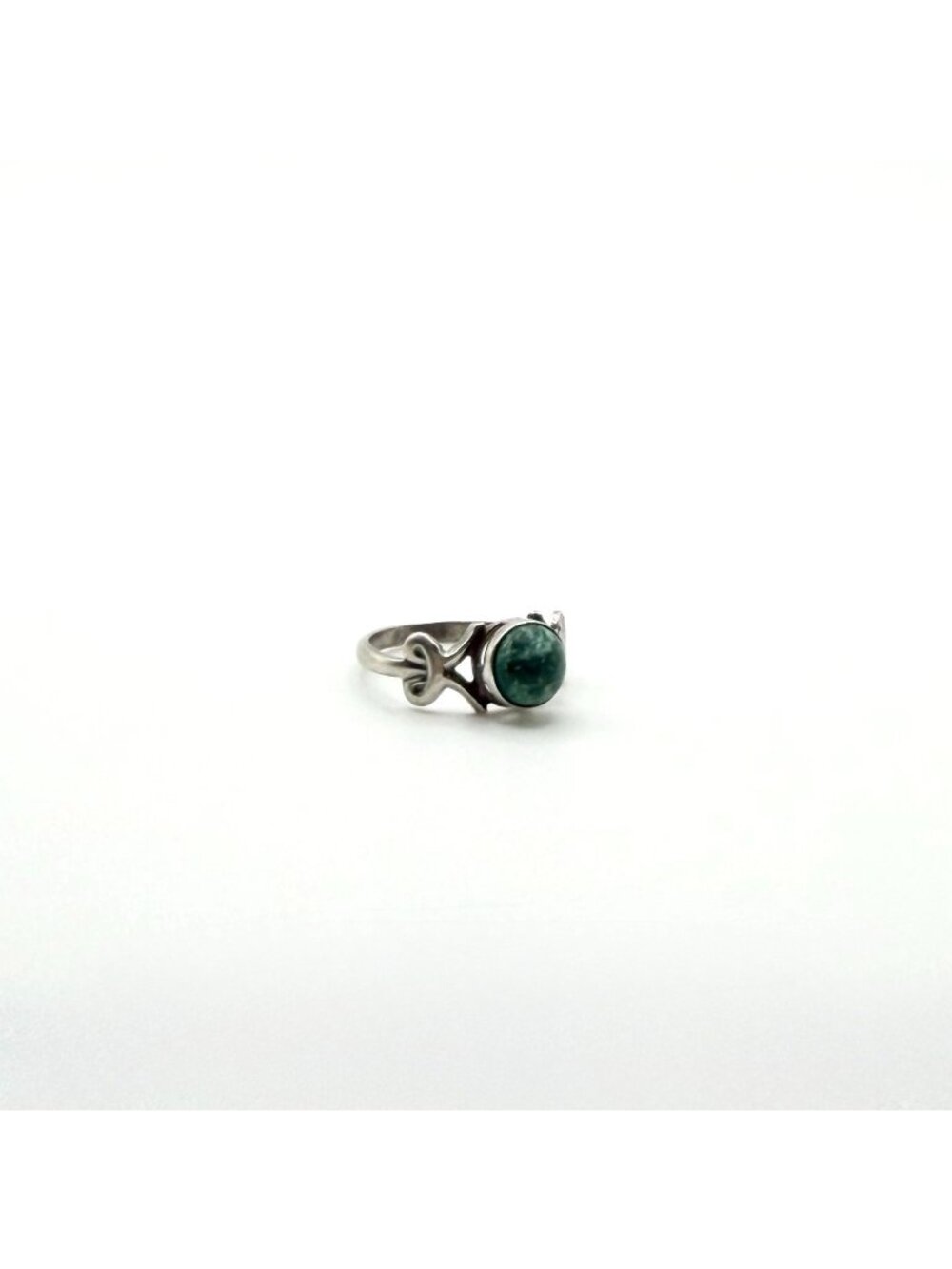 Vintage 875 Silver Ring With Green Gemstone Size 6.5